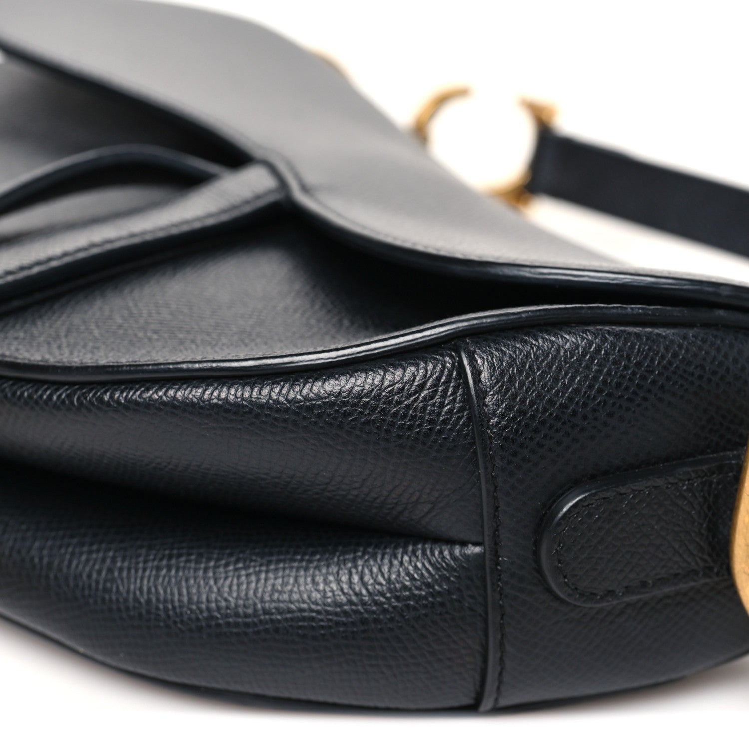 Christian Dior Grained Calfskin Saddle Bag Black