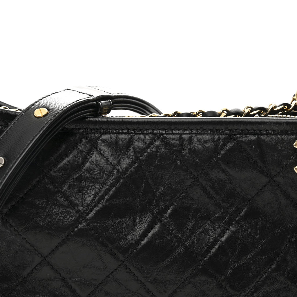 Chanel Aged Calfskin Quilted New Medium Gabrielle Hobo Black