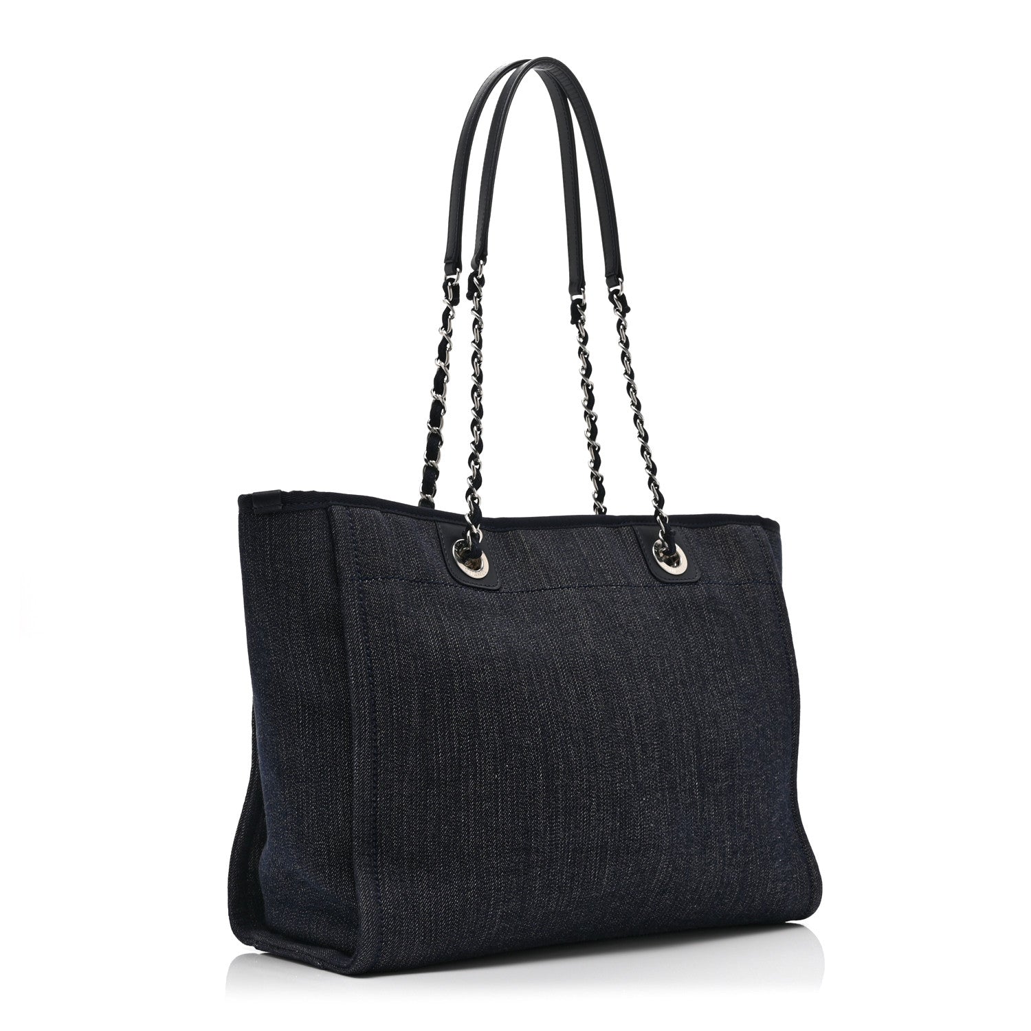 Chanel Denim Small Deauville Tote Blue Orange