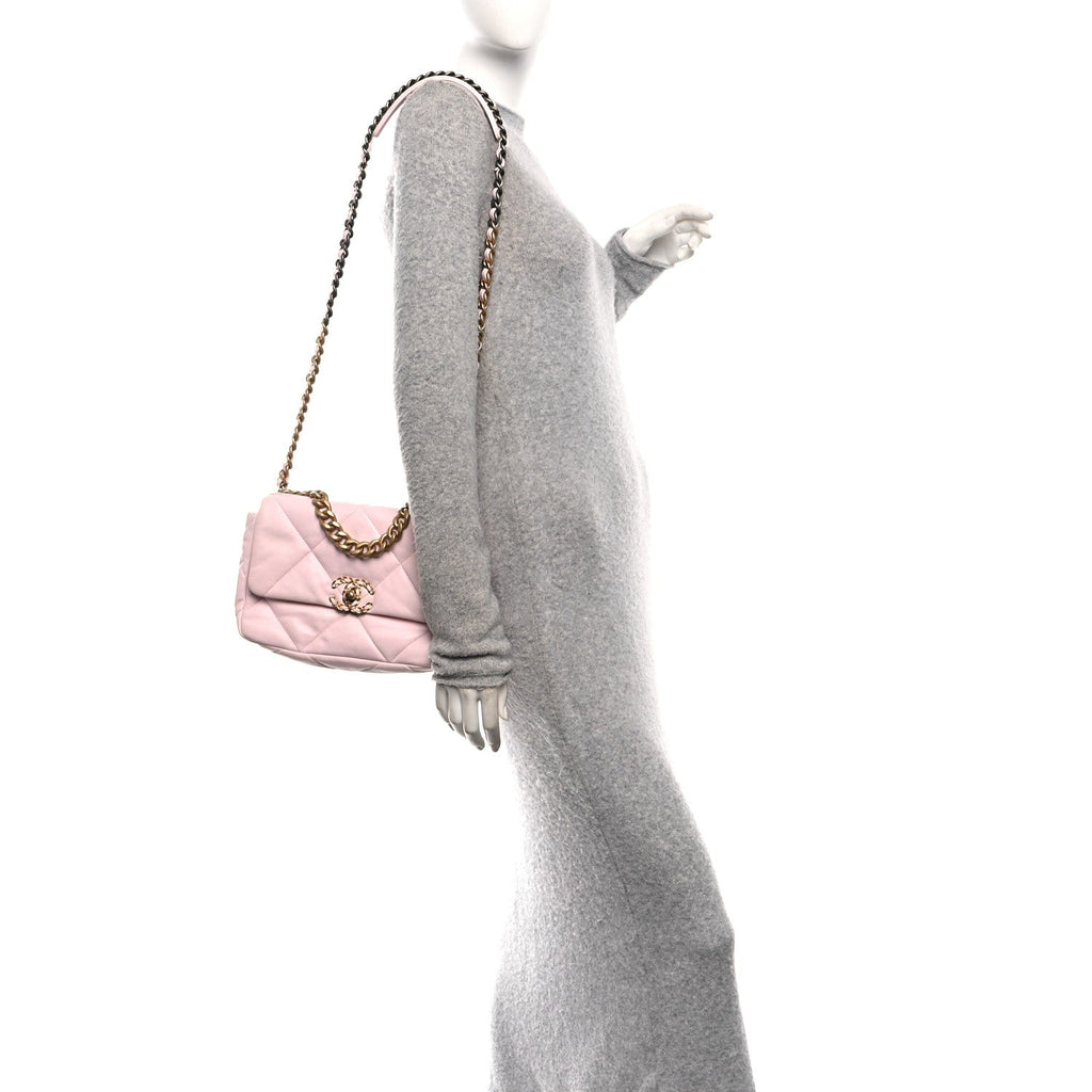 Chanel Lambskin Quilted Medium Chanel 19 Flap Light Pink