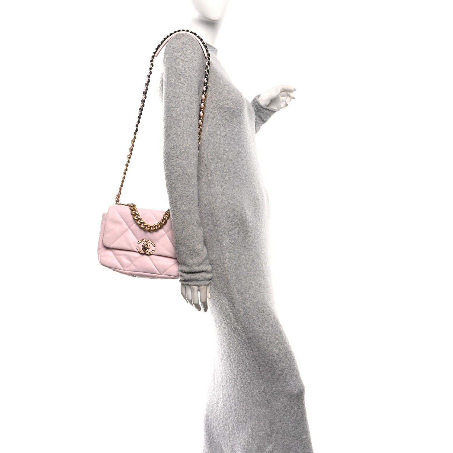 Chanel Lambskin Quilted Medium Chanel 19 Flap Light Pink