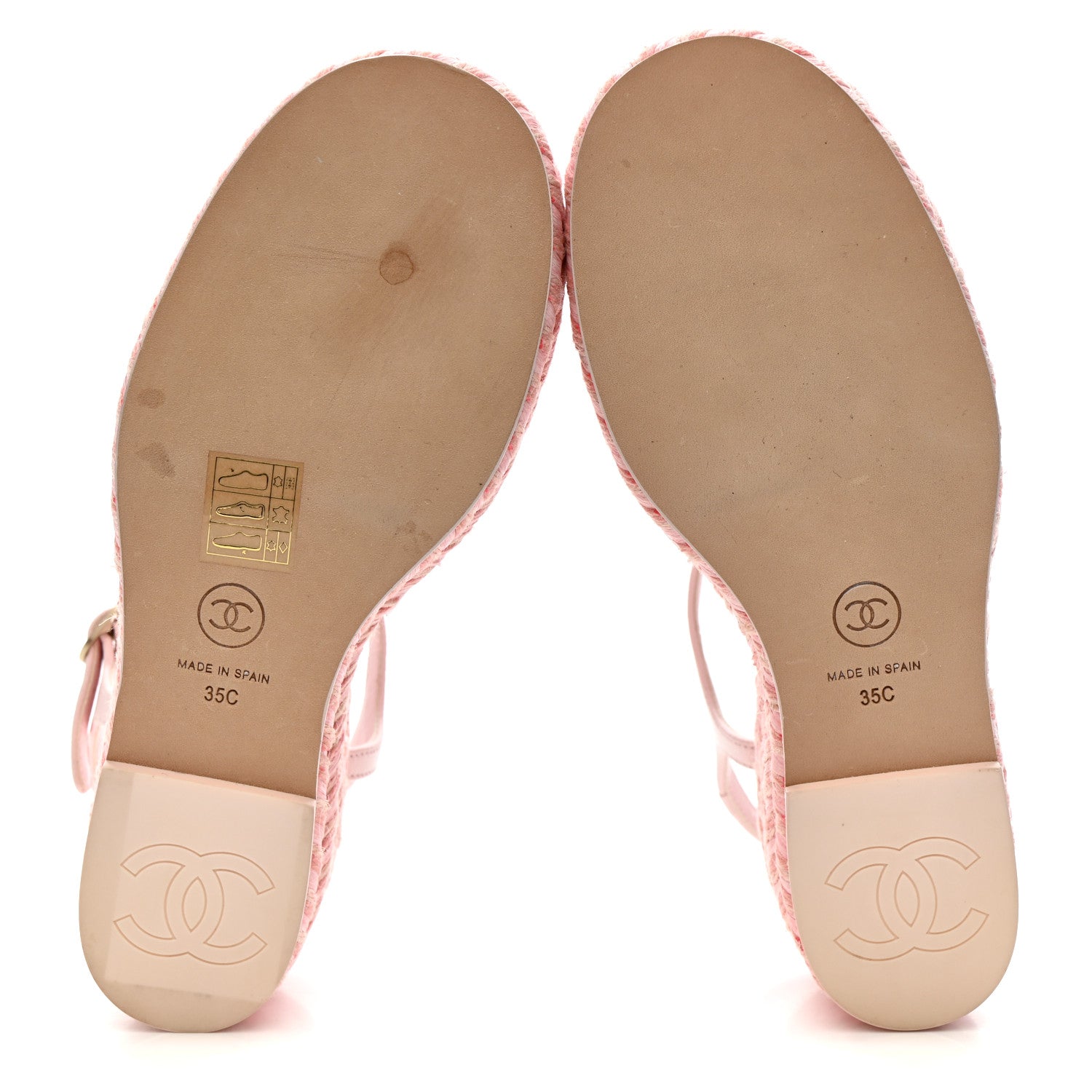 Lambskin Grosgrain CC Espadrilles Wedges 35 Pink Black