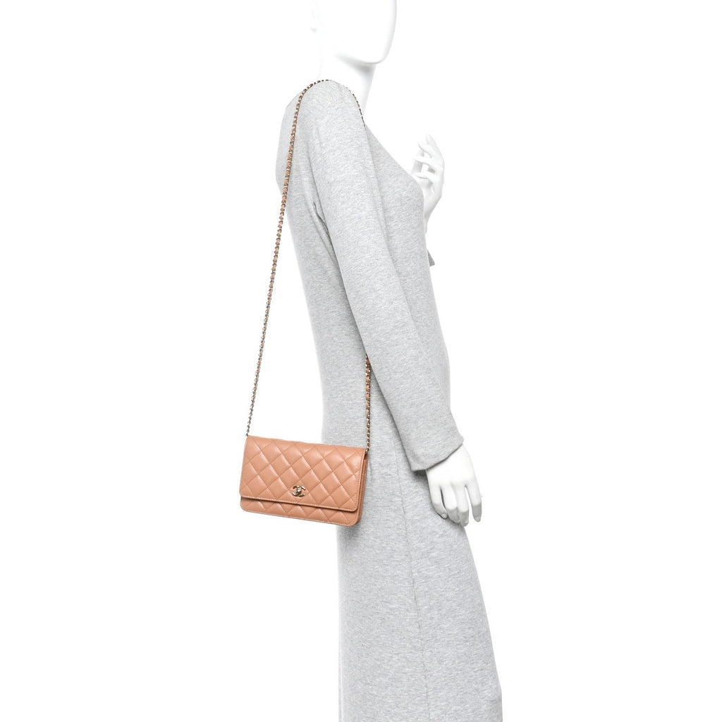 Chanel Caviar Quilted CC Turnlock Wallet On Chain WOC Brown