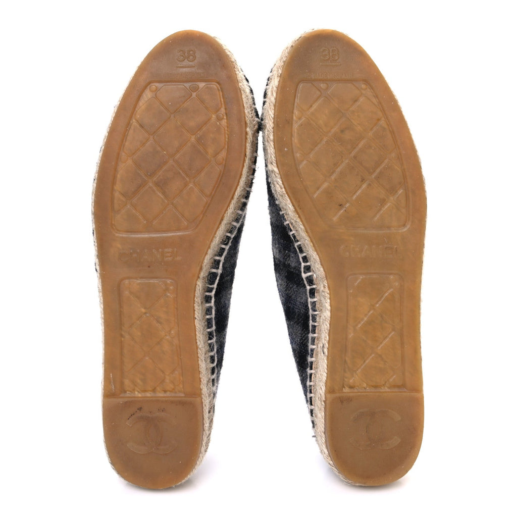 Plaid Fabric CC Espadrilles 38 Grey