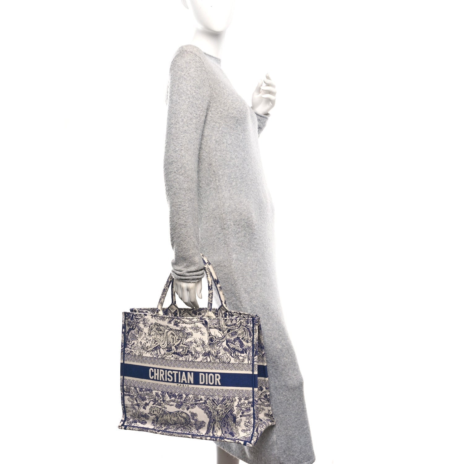 Christian Dior Canvas Embroidered Large Dioriviera Toile De Jouy Book Tote Blue