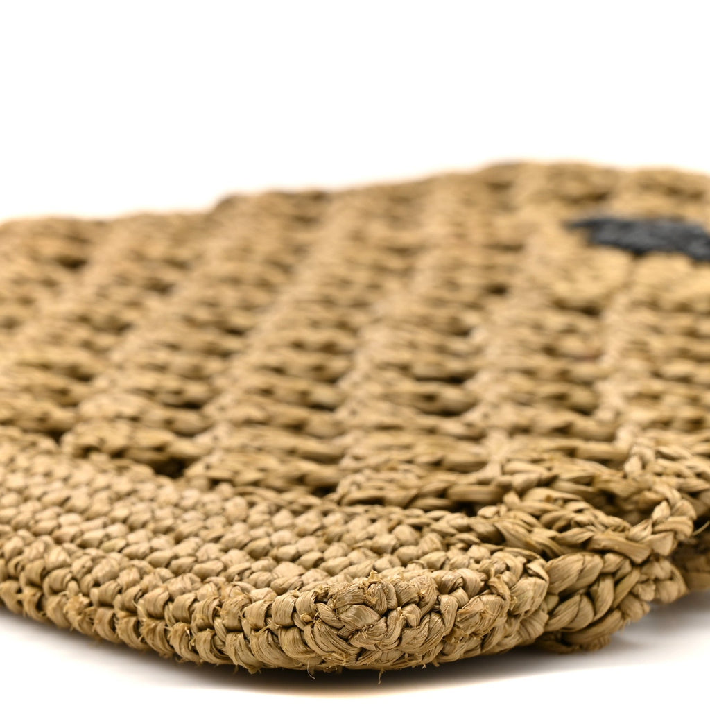 Prada Yarn Raffia Effect Embroidered Logo Tote Oliva