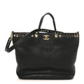 Chanel Caviar Quilted Grommet Embellished Piercing Chic Tote Bag Black