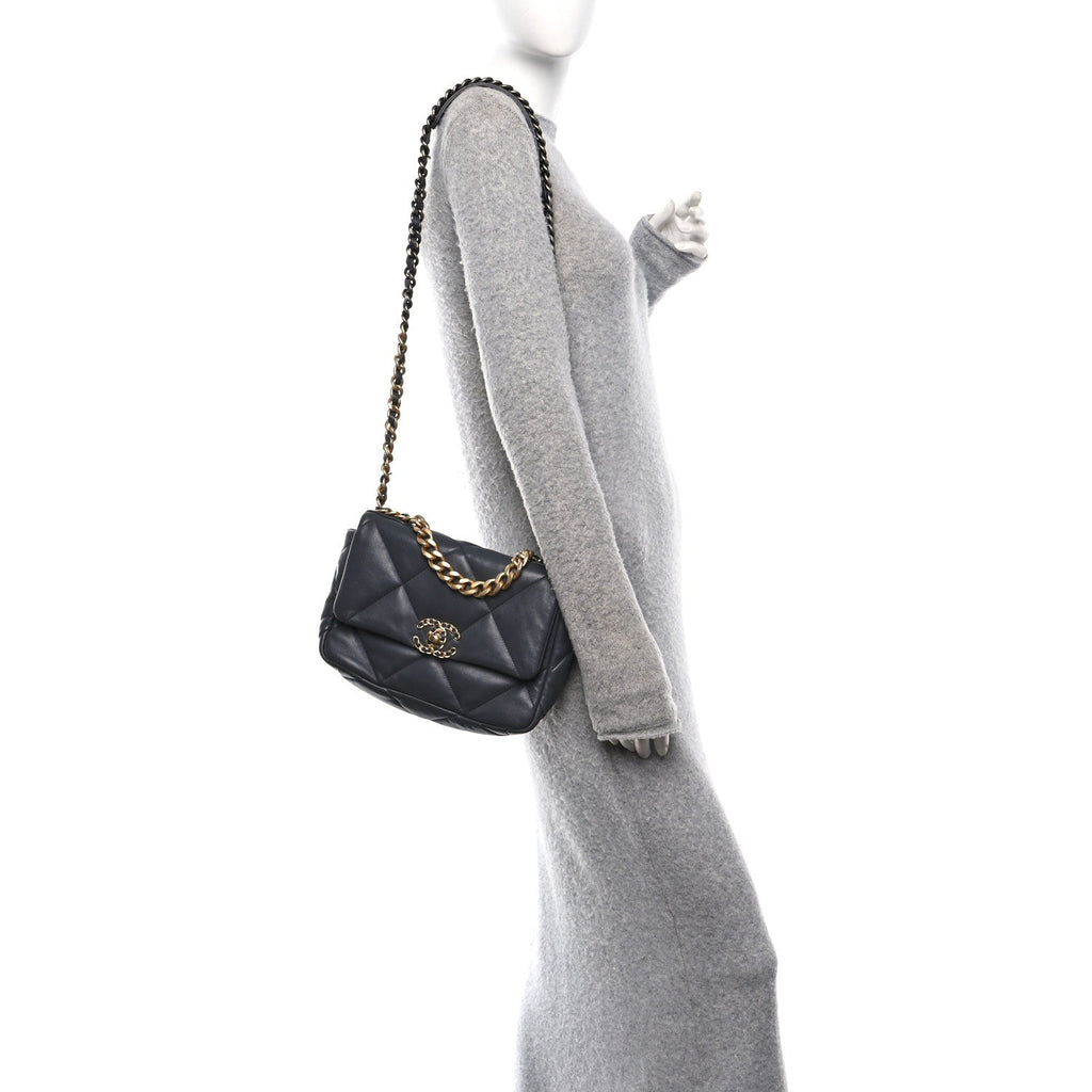 Chanel Lambskin Quilted Medium Chanel 19 Flap Dark Grey