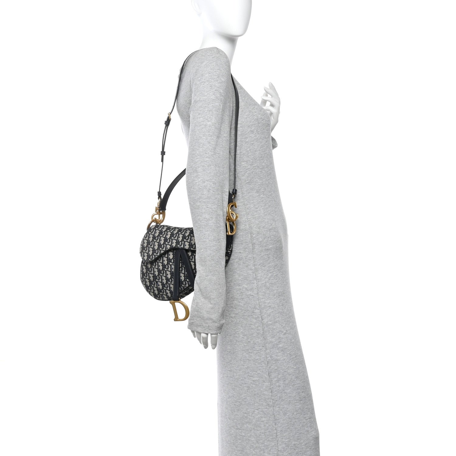 Christian Dior Oblique Saddle Bag With Strap Blue