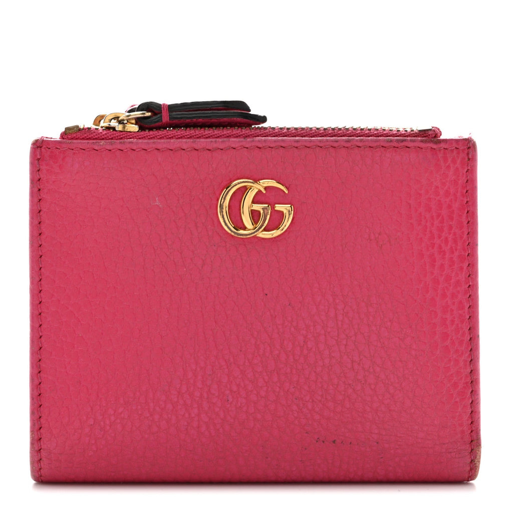 Gucci Dollar Calfskin GG Marmont Compact Wallet Box Pink