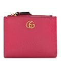 Gucci Dollar Calfskin GG Marmont Compact Wallet Box Pink