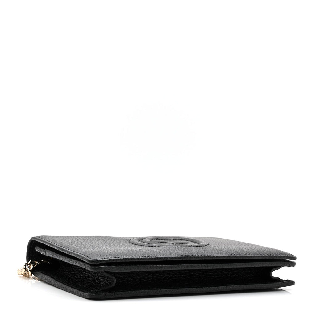 Gucci Pebbled Calfskin Soho Wallet On Chain Black