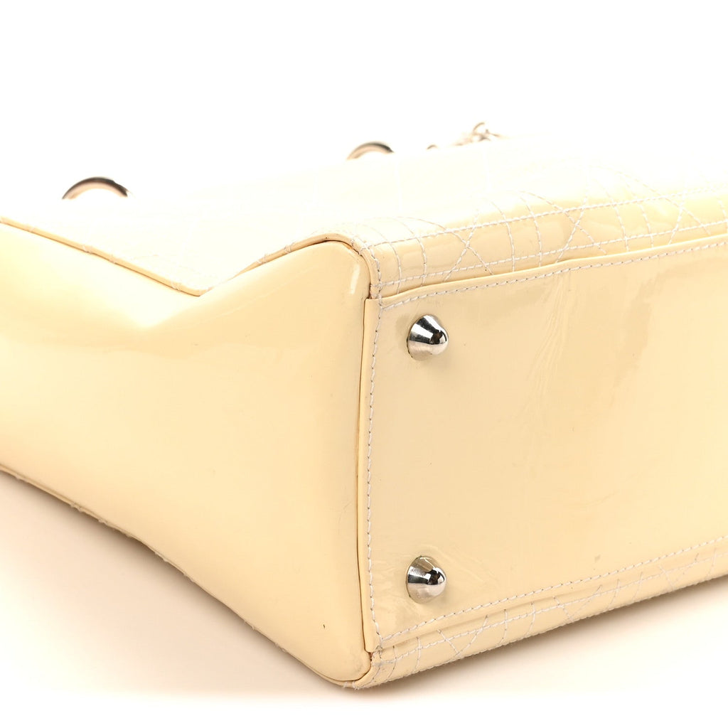 Christian Dior Patent Cannage Large Lady Dior White
