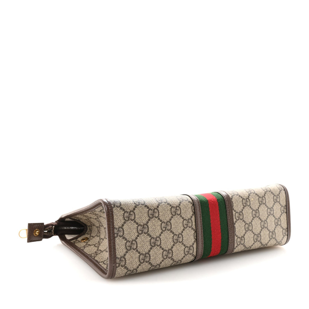 Gucci GG Supreme Monogram Web Ophidia GG Toiletry Case Beige New Acero