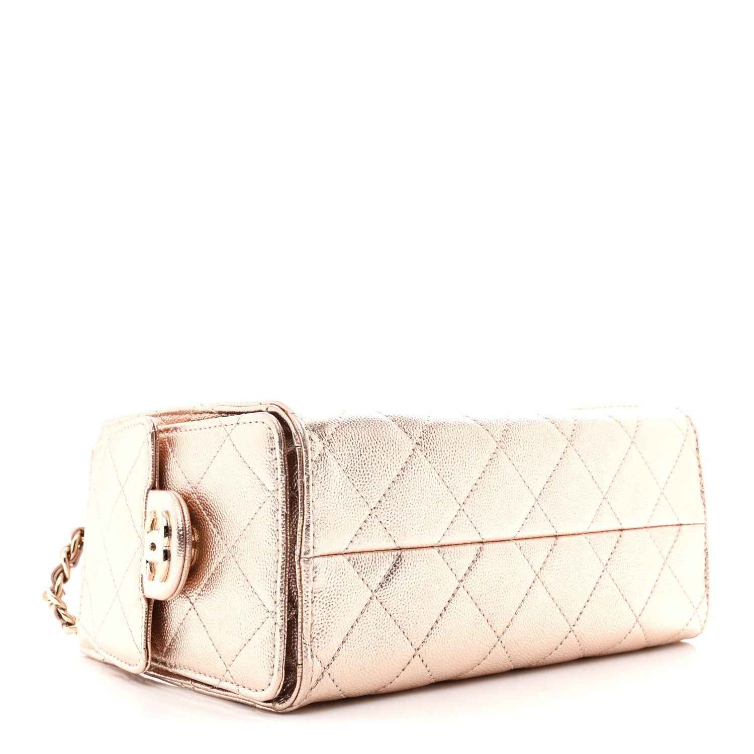 Chanel Metallic Caviar Quilted Mini Chanel 25 Handbag Copper