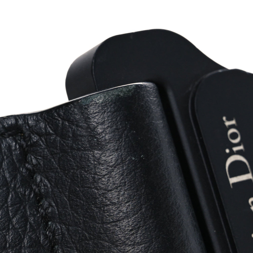 Christian Dior Oblique Mens Saddle Bag Black Blue