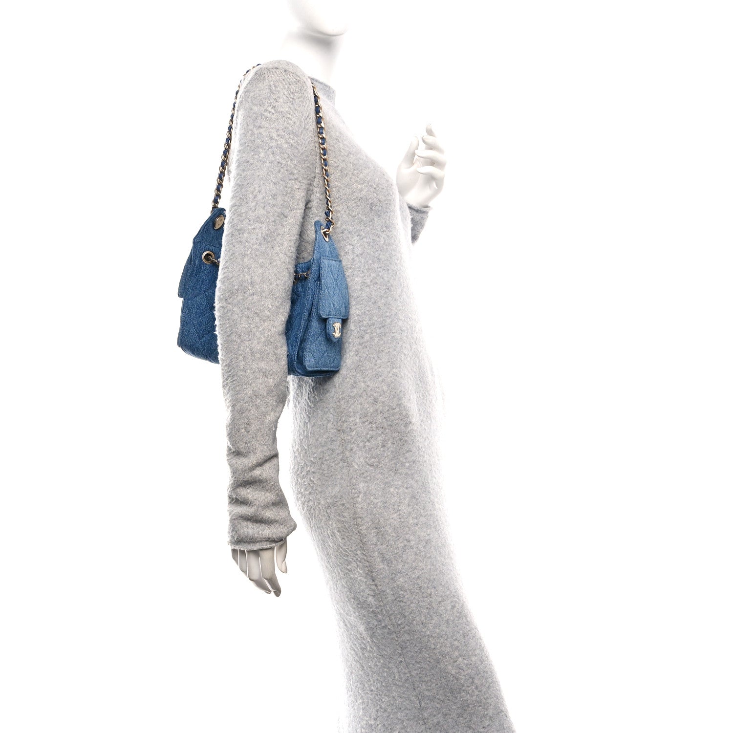 Chanel Washed Denim Quilted Mini Chanel 25 Handbag Blue
