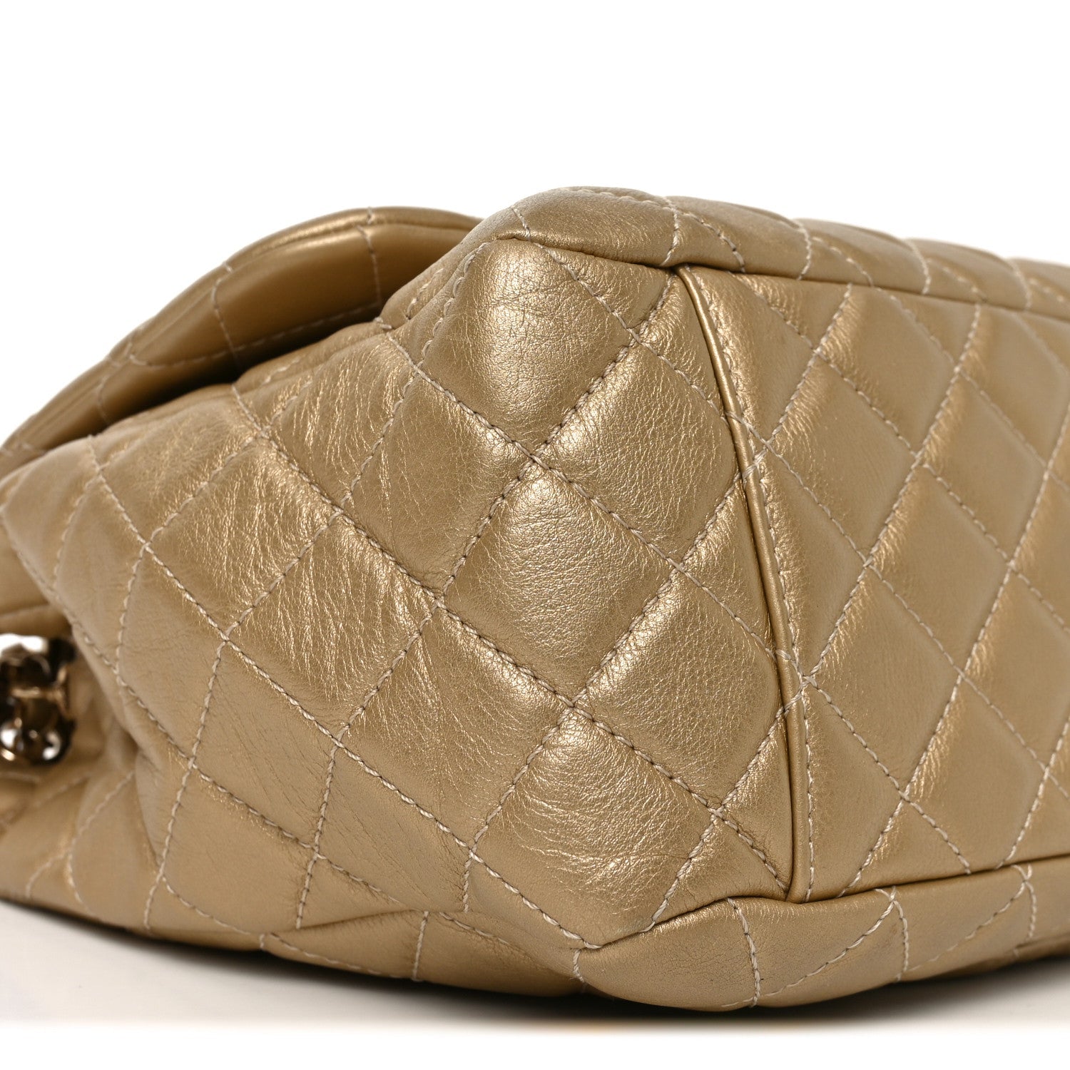 Chanel Metallic Calfskin Quilted Small XXL Travel Flap Bag Gold
