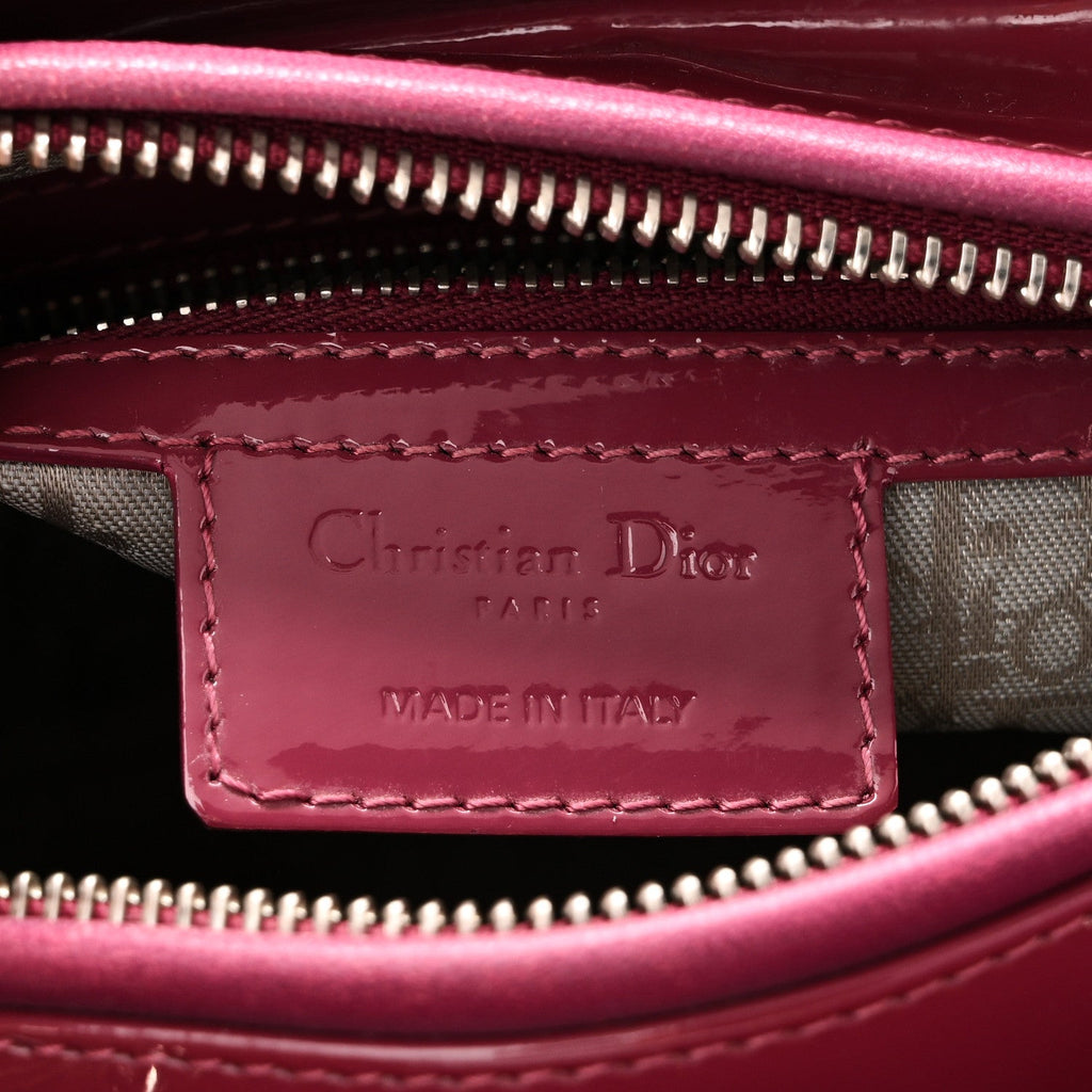 Christian Dior Patent Cannage Medium Lady Dior Dark Pink
