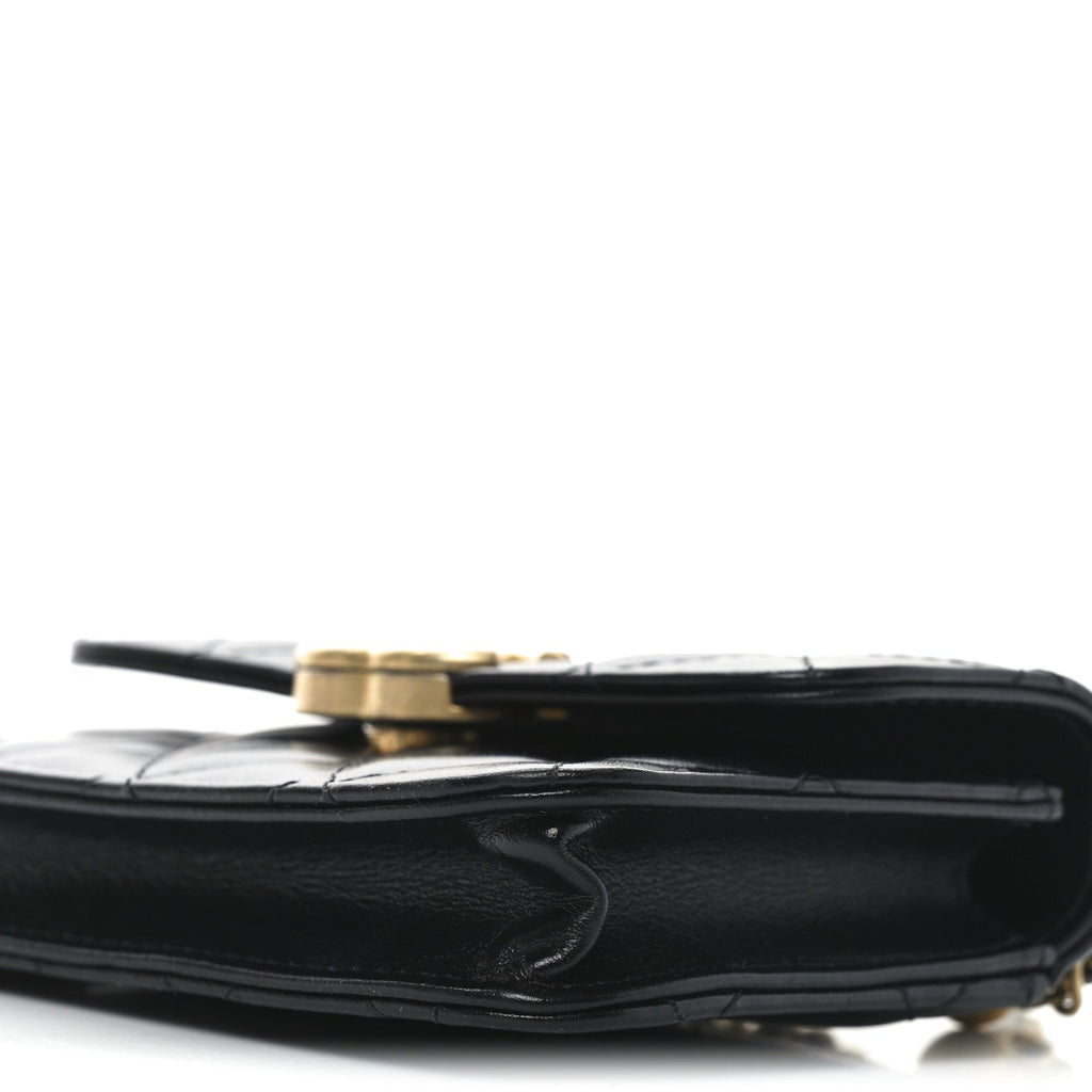 Chanel Calfskin Quilted Perfect Fit Coin Purse With Chain Black