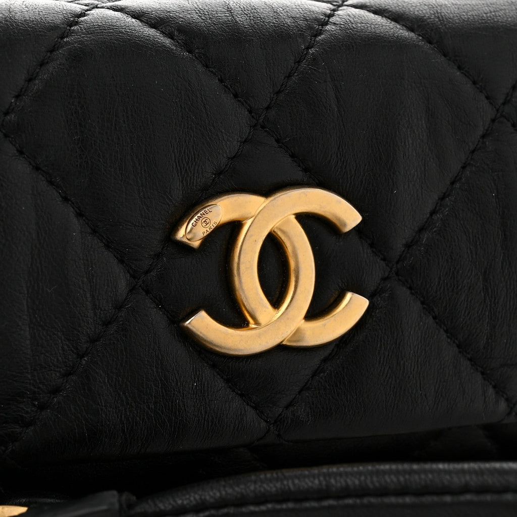Chanel Crumpled Lambskin Quilted Small CC Links Shoulder Bag Black
