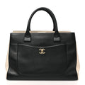Chanel Grained Calfskin Medium Bi-Color Neo Executive Shopper Tote Black Beige