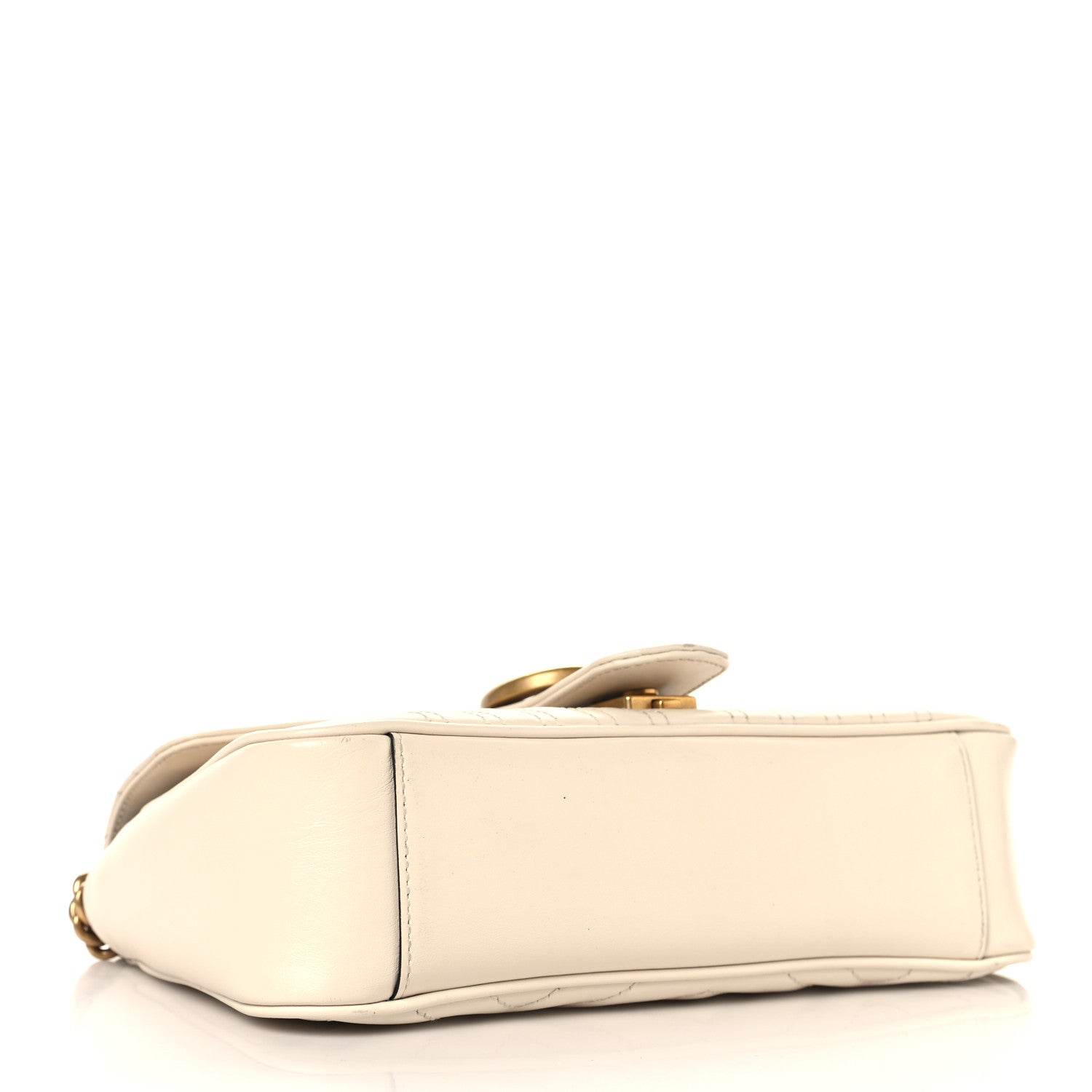Gucci Calfskin Matelasse Small GG Marmont Shoulder Bag White