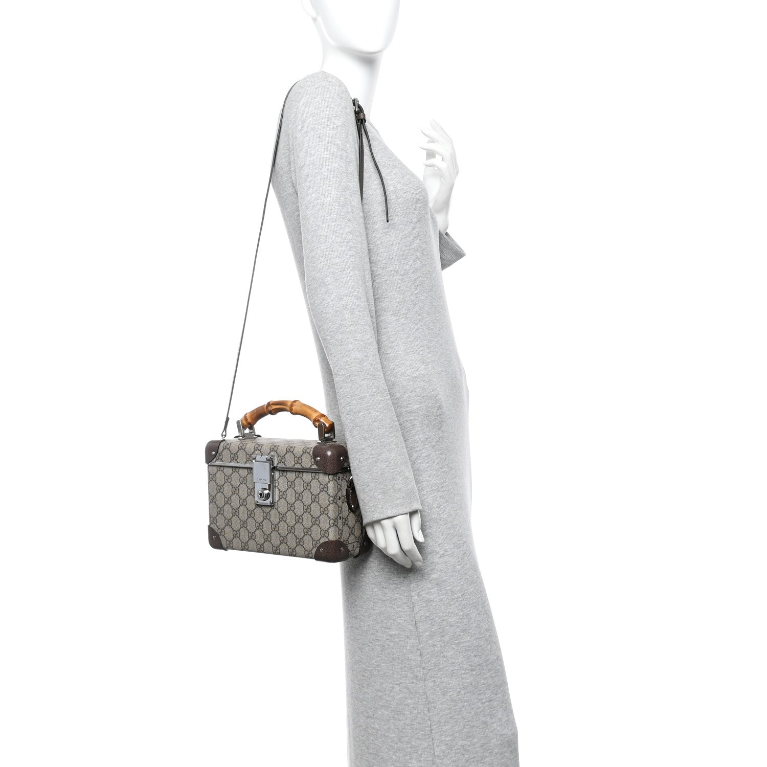 Gucci GG Supreme Monogram Globe-Trotter Beauty Case Brown