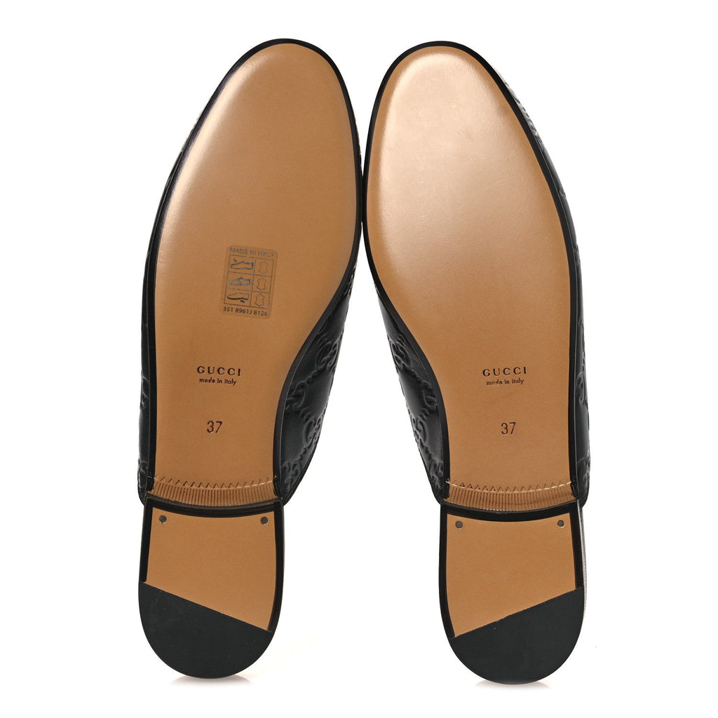 Gucci Glamour Calfskin Guccissima Womens Princetown Slippers 37 Black