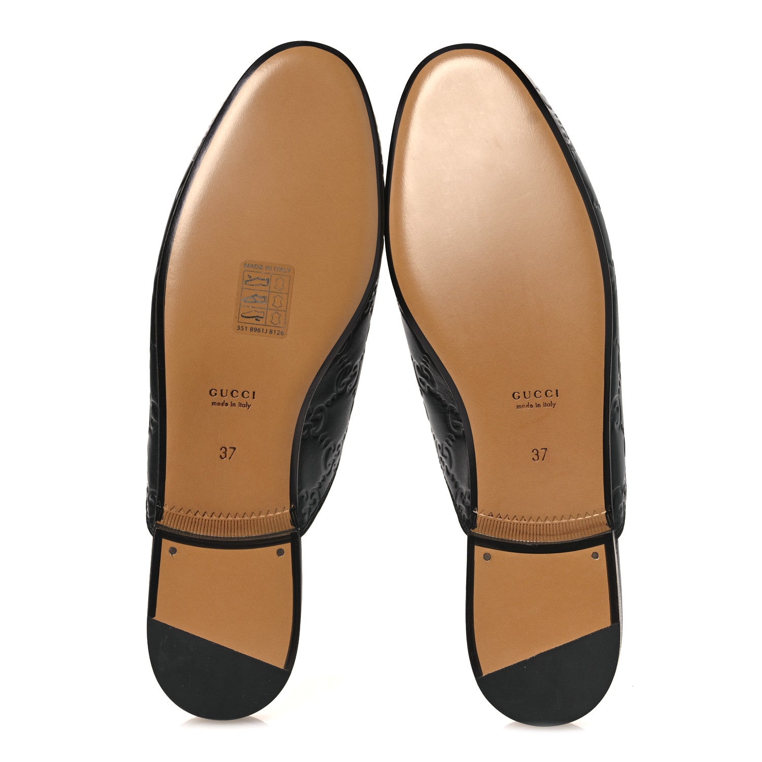 Gucci Glamour Calfskin Guccissima Womens Princetown Slippers 37 Black