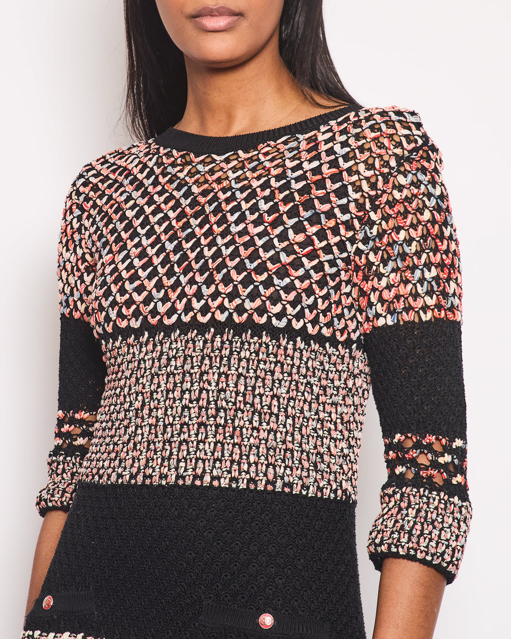 Chanel Tweed Multi-Colour Open-Knit Dress with Front Pocket Detailing FR 34 (UK 6)