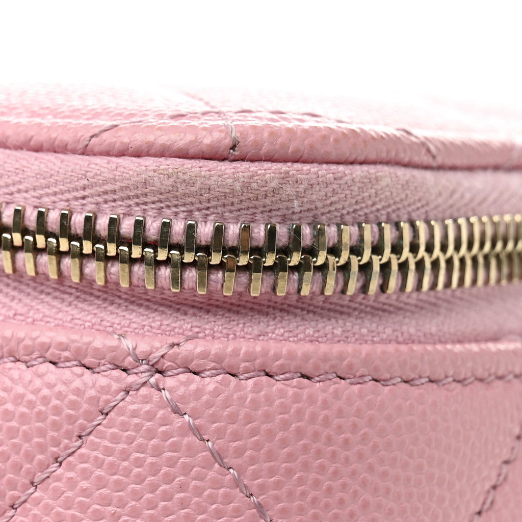 Chanel Caviar Quilted Tiny CC Vanity Case With Chain Pink