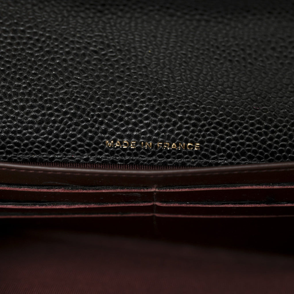 Caviar Quilted Large Gusset Flap Wallet Black