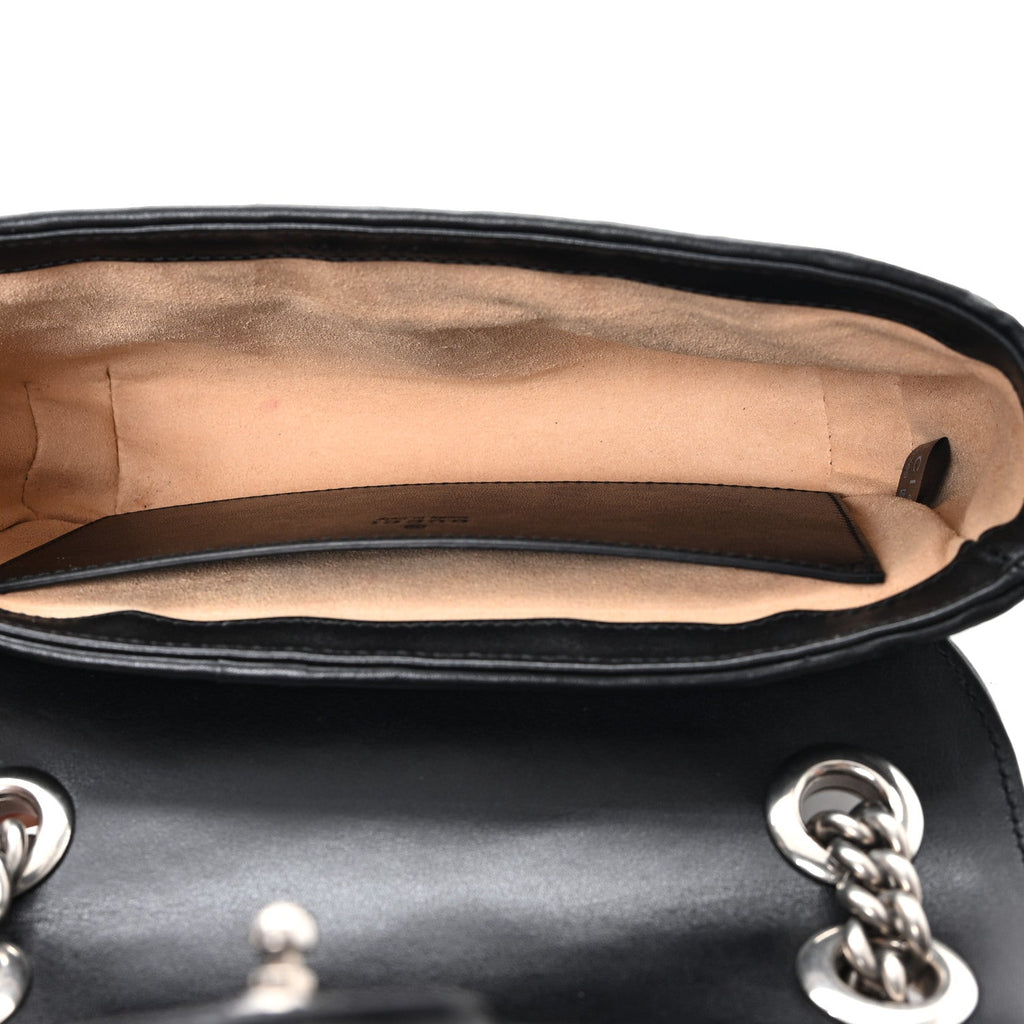 Gucci Calfskin Matelasse Aria Mini GG Marmont Shoulder Bag Black