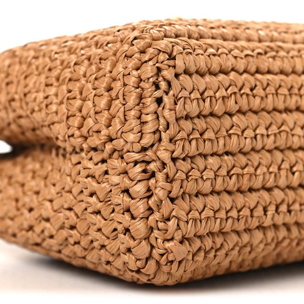 Chanel Braided Raffia Nano Kelly Flap Bag Dark Beige