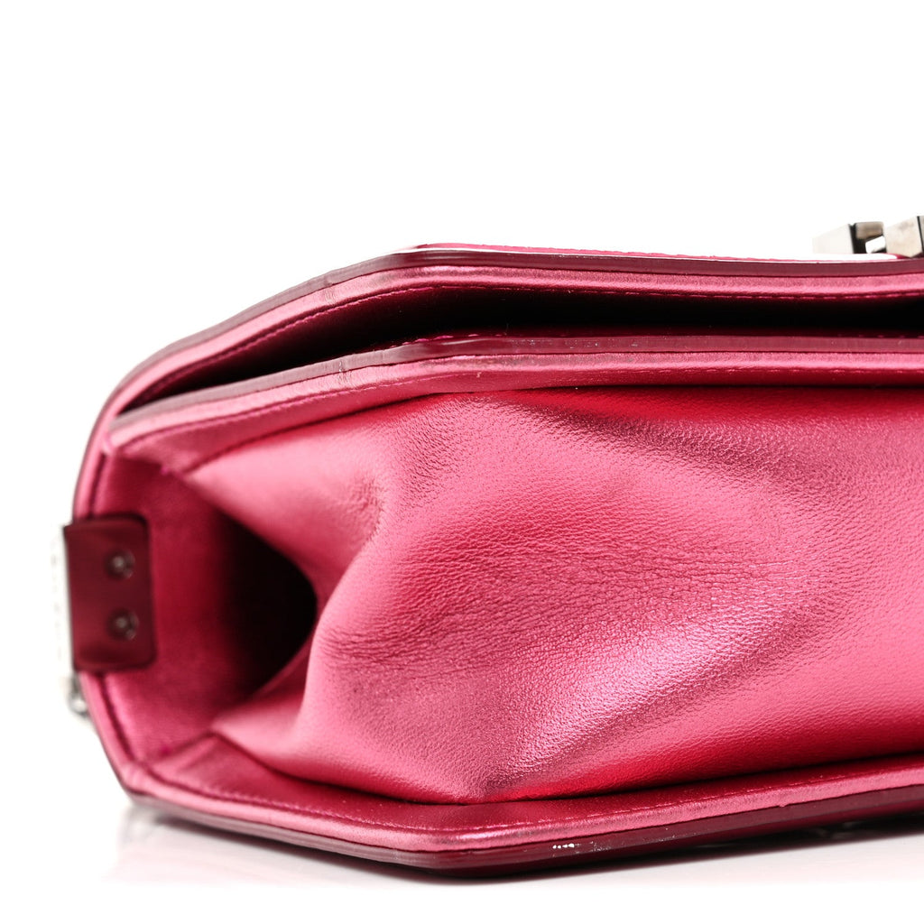 Chanel Metallic Patent Calfskin Quilted Small Boy Flap Pink