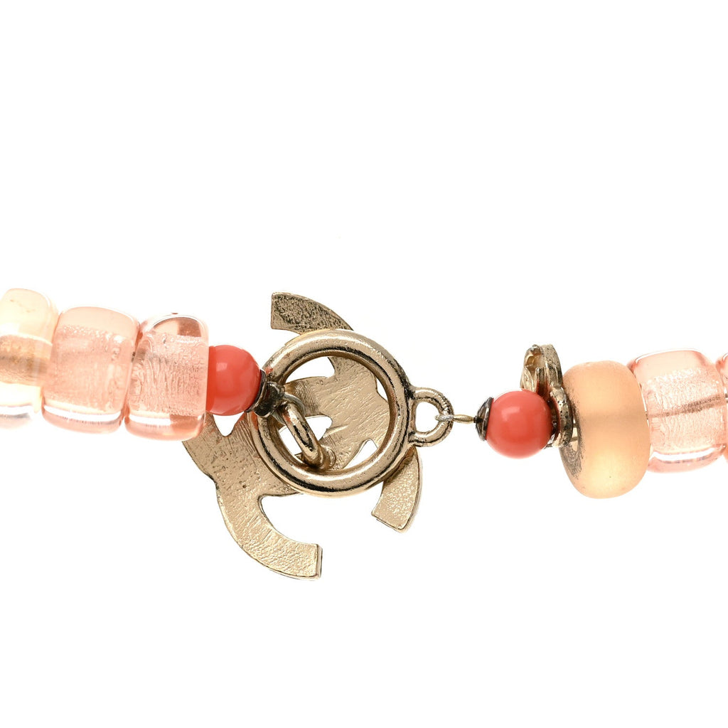 Pearl Beaded CC Long Necklace Pink