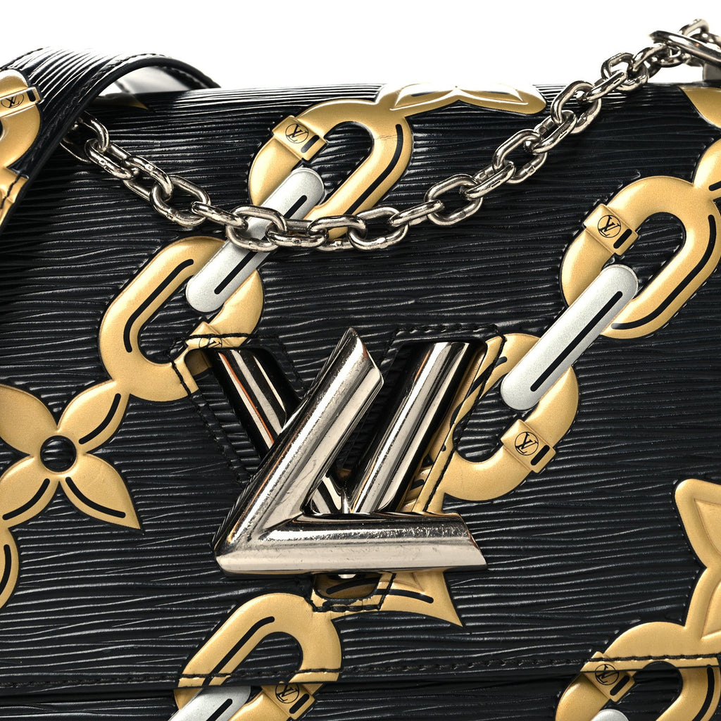 Louis Vuitton Epi Chain Flower Twist Shoulder Bag MM Black