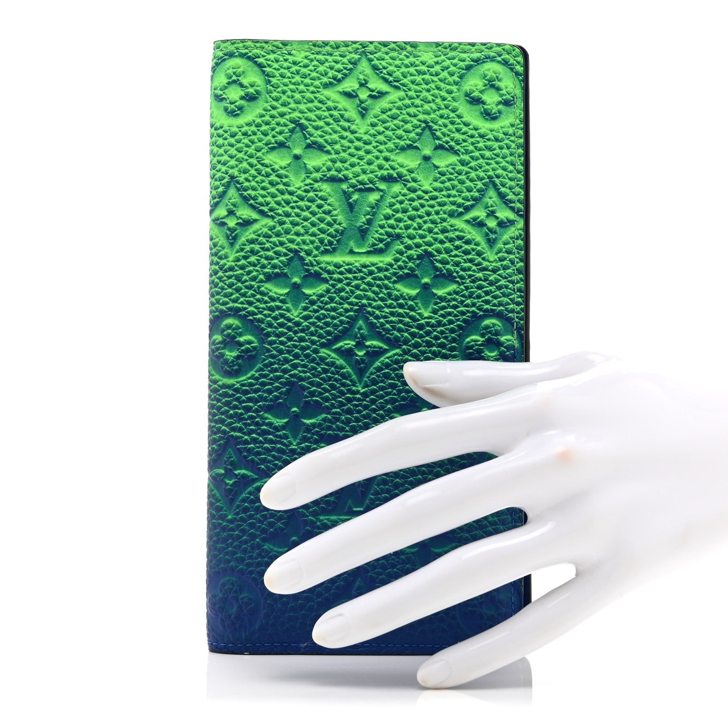 Louis Vuitton Taurillon Illusion Brazza Wallet Bleu Vert