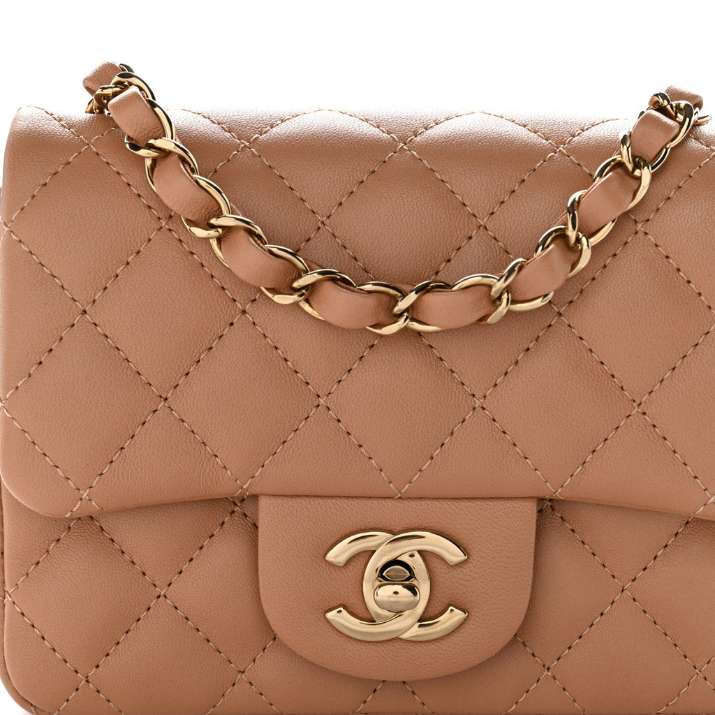 Chanel Lambskin Quilted Mini Square Flap Brown