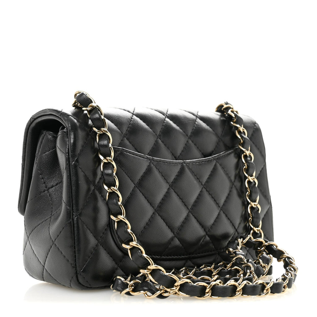 Chanel Lambskin Quilted Mini Rectangular Flap Black