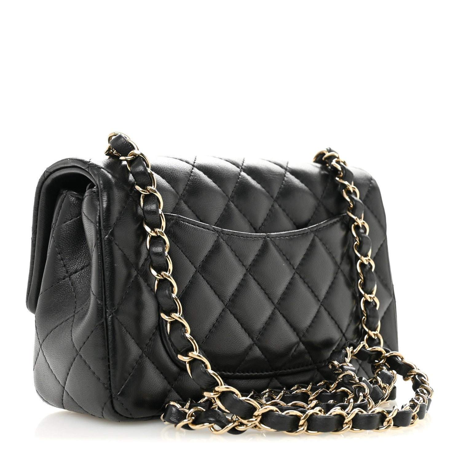 Chanel Lambskin Quilted Mini Rectangular Flap Black