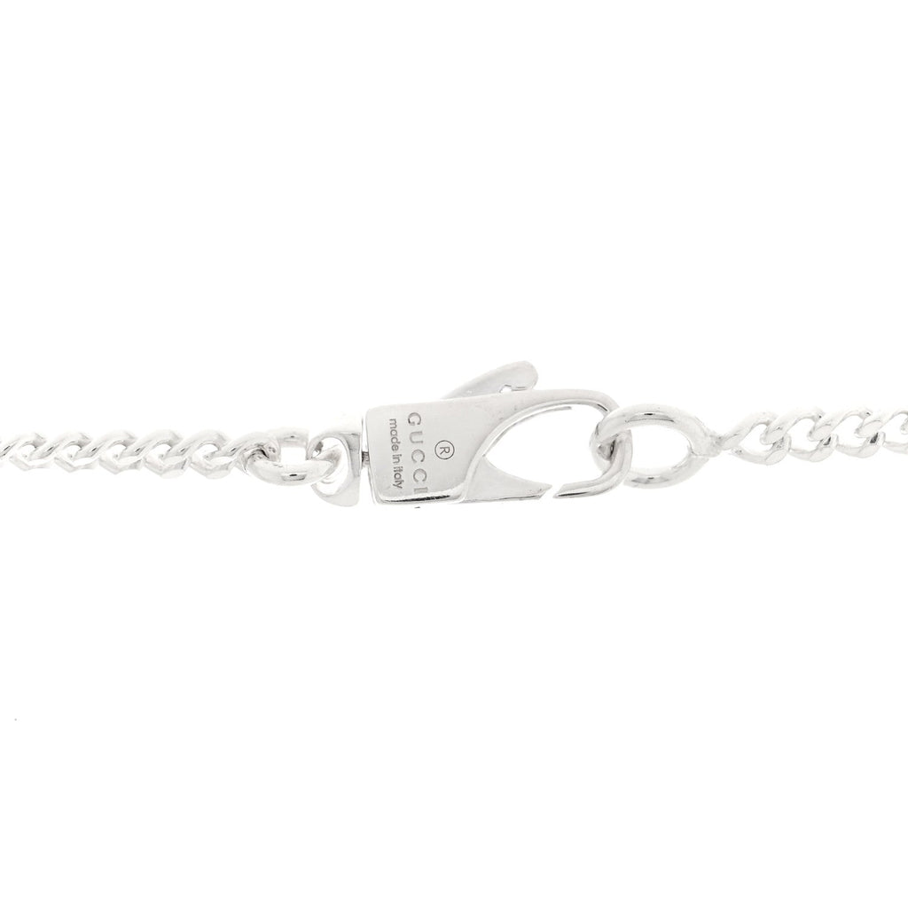 Gucci Sterling Silver Signature Tag Pendant Necklace