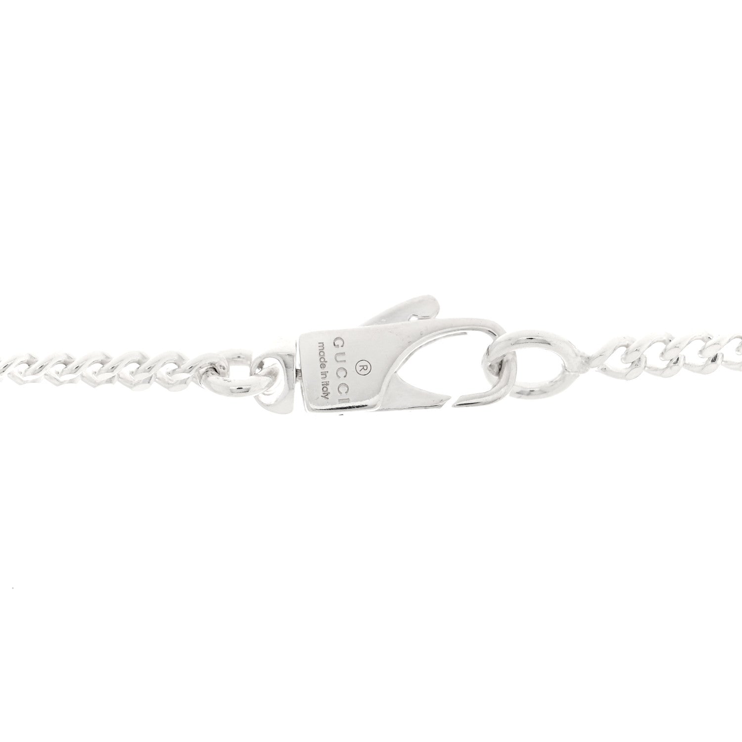 Gucci Sterling Silver Signature Tag Pendant Necklace
