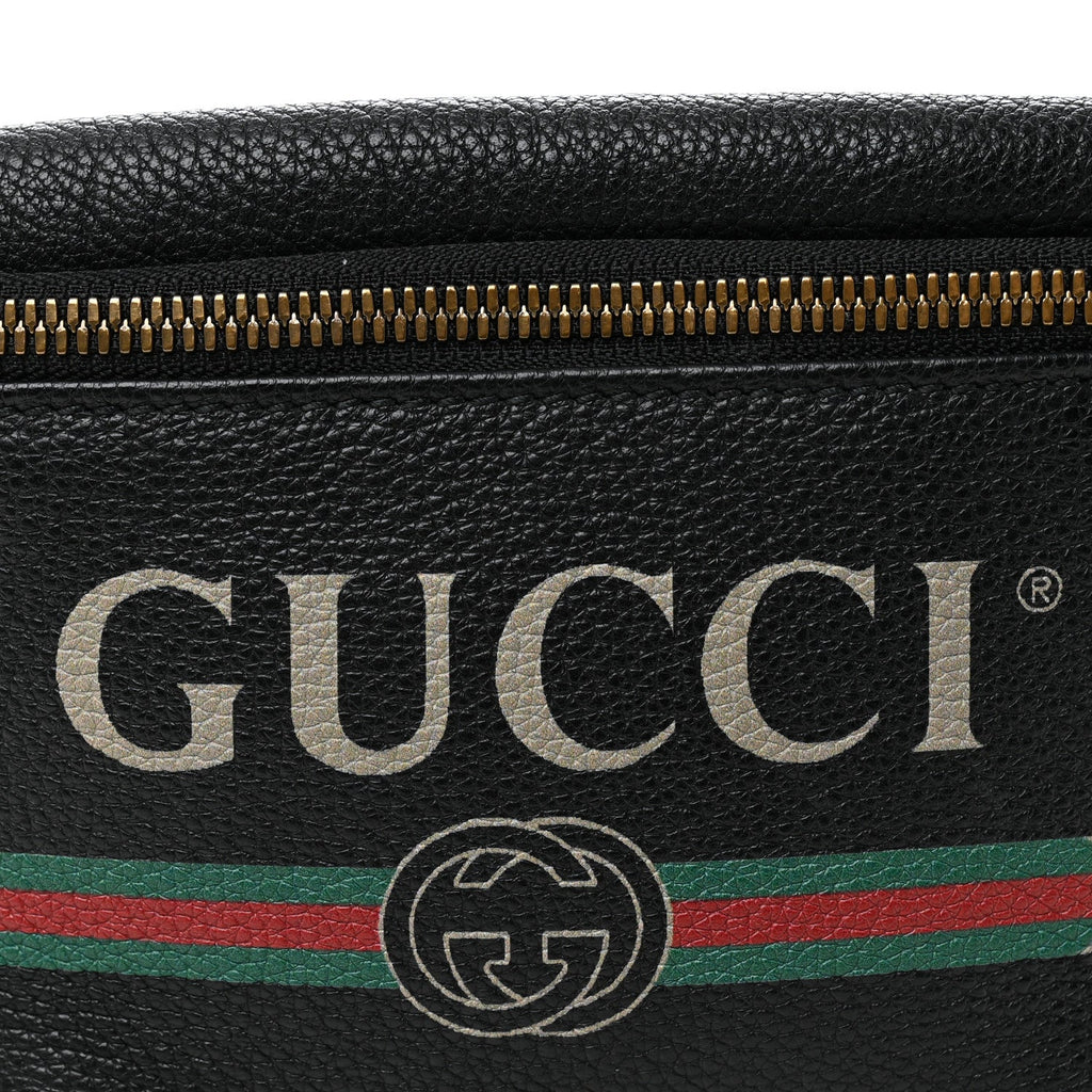 Gucci Grained Calfskin Small Logo Belt Bag Black