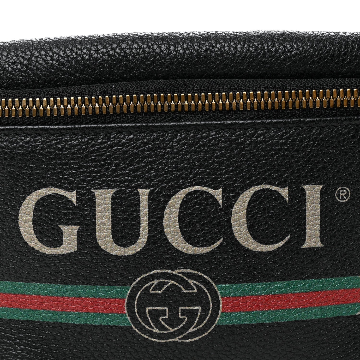 Gucci Grained Calfskin Small Logo Belt Bag Black