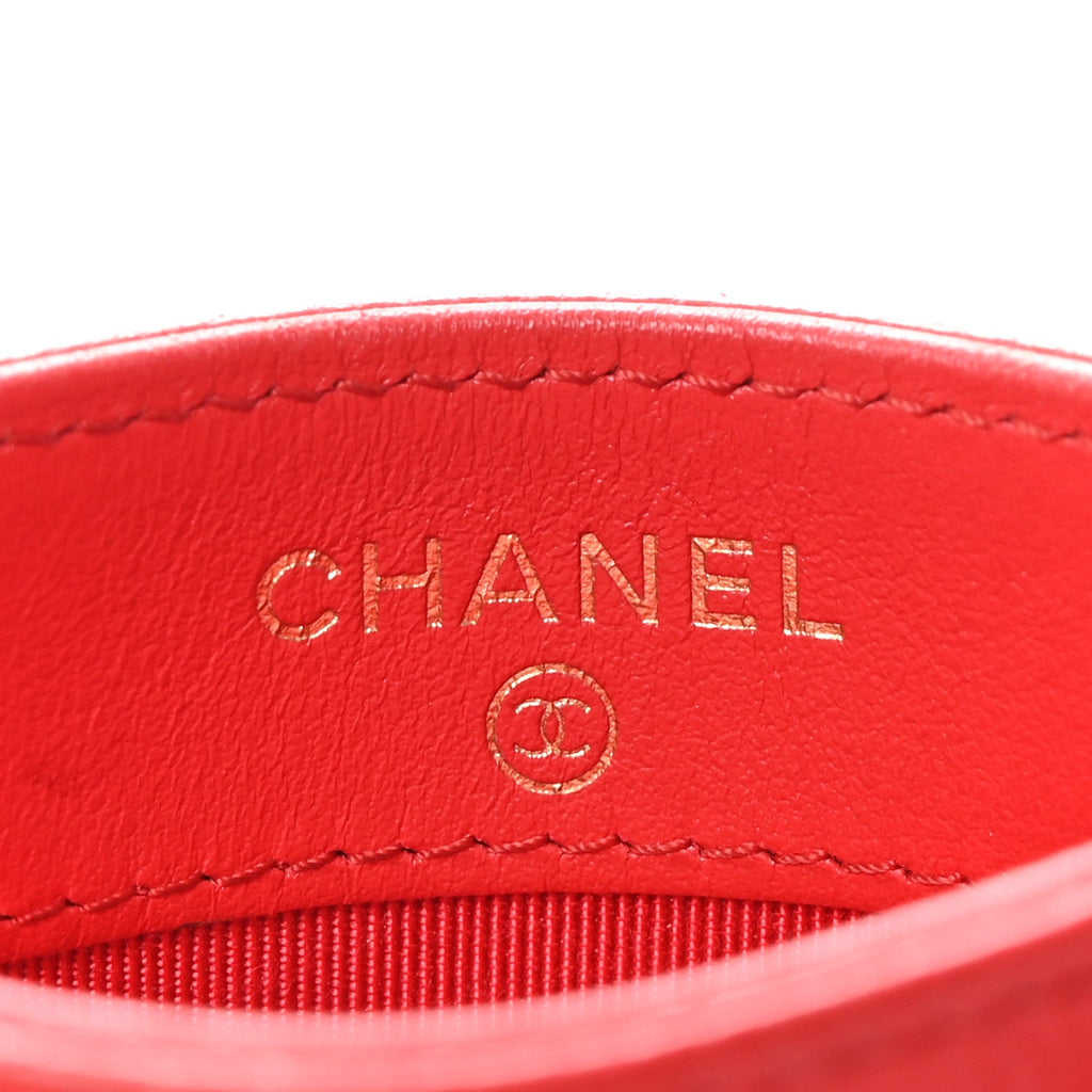Caviar Quilted Card Holder Red