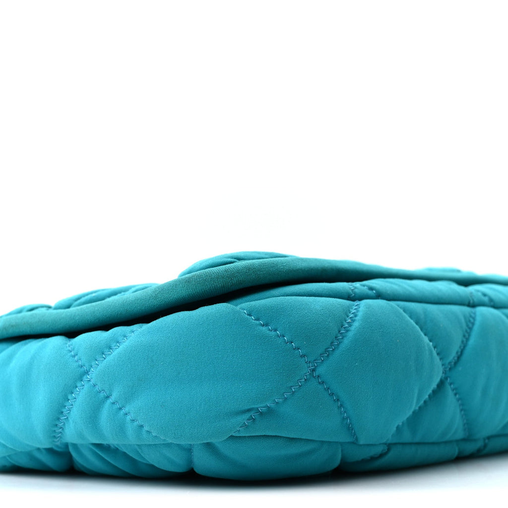 Chanel Nylon Bubble Quilt Medium Flap Turquoise