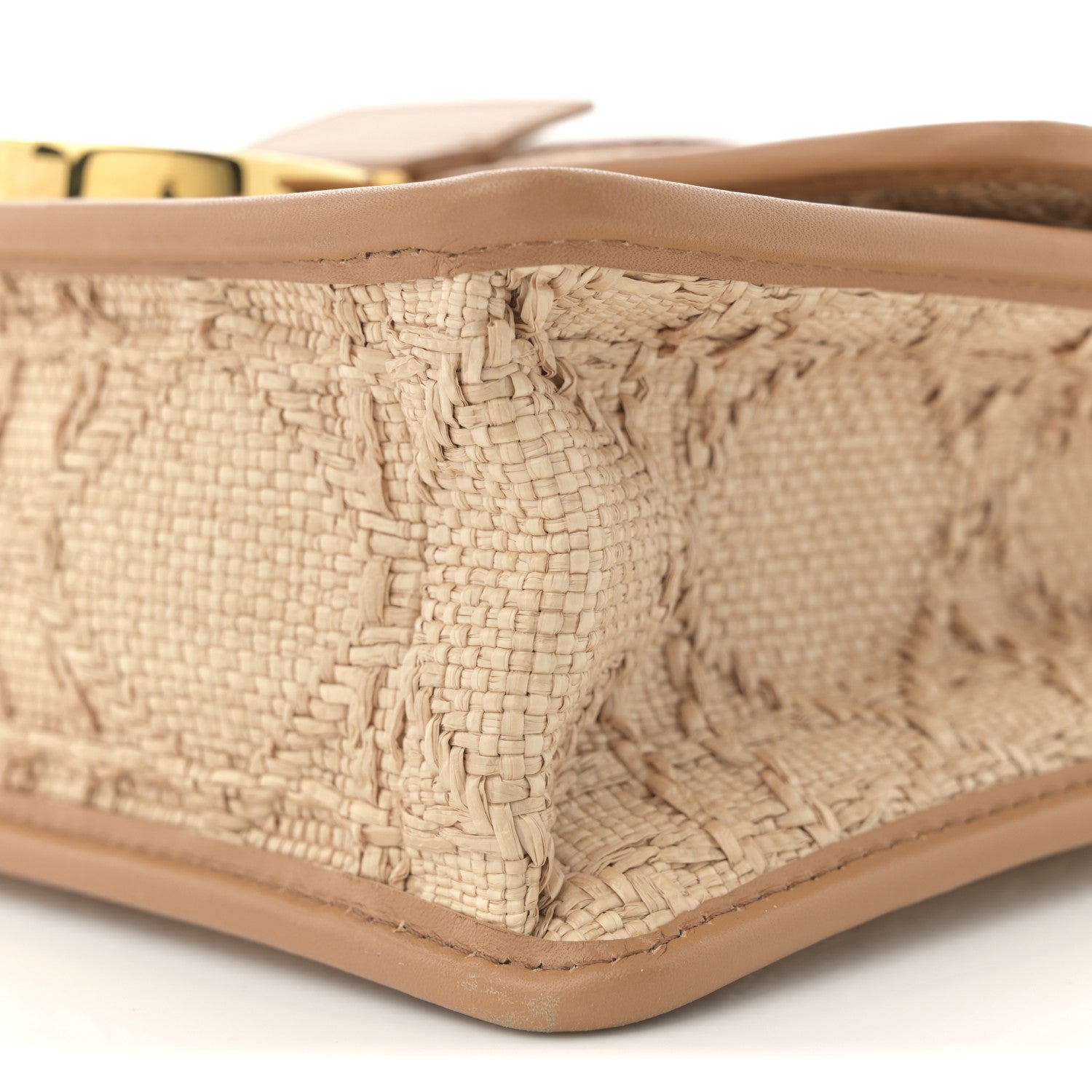 Christian Dior Raffia Calfskin 30 Montaigne Flap Bag Beige