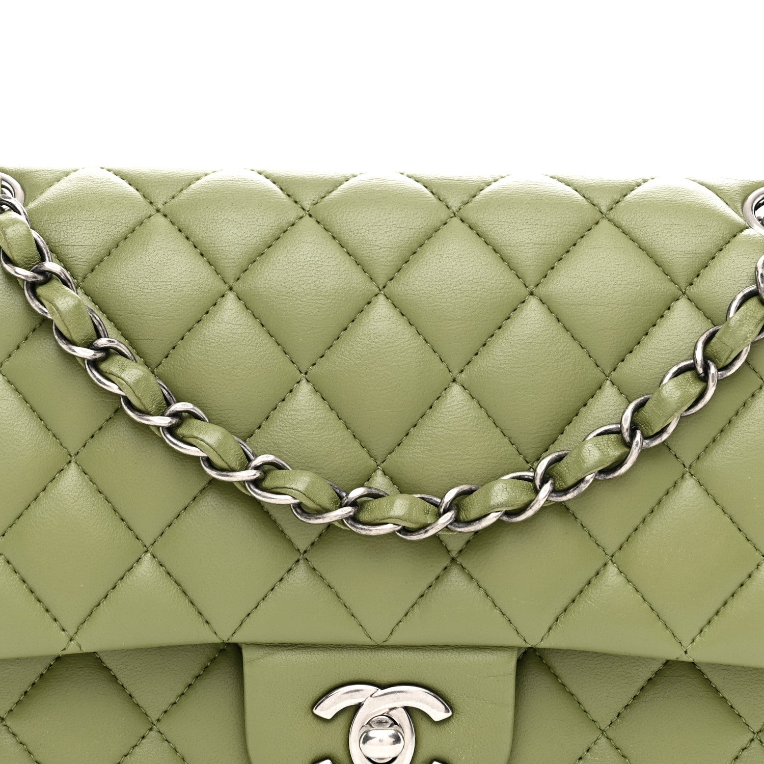 Chanel Lambskin Quilted Medium Double Flap Green